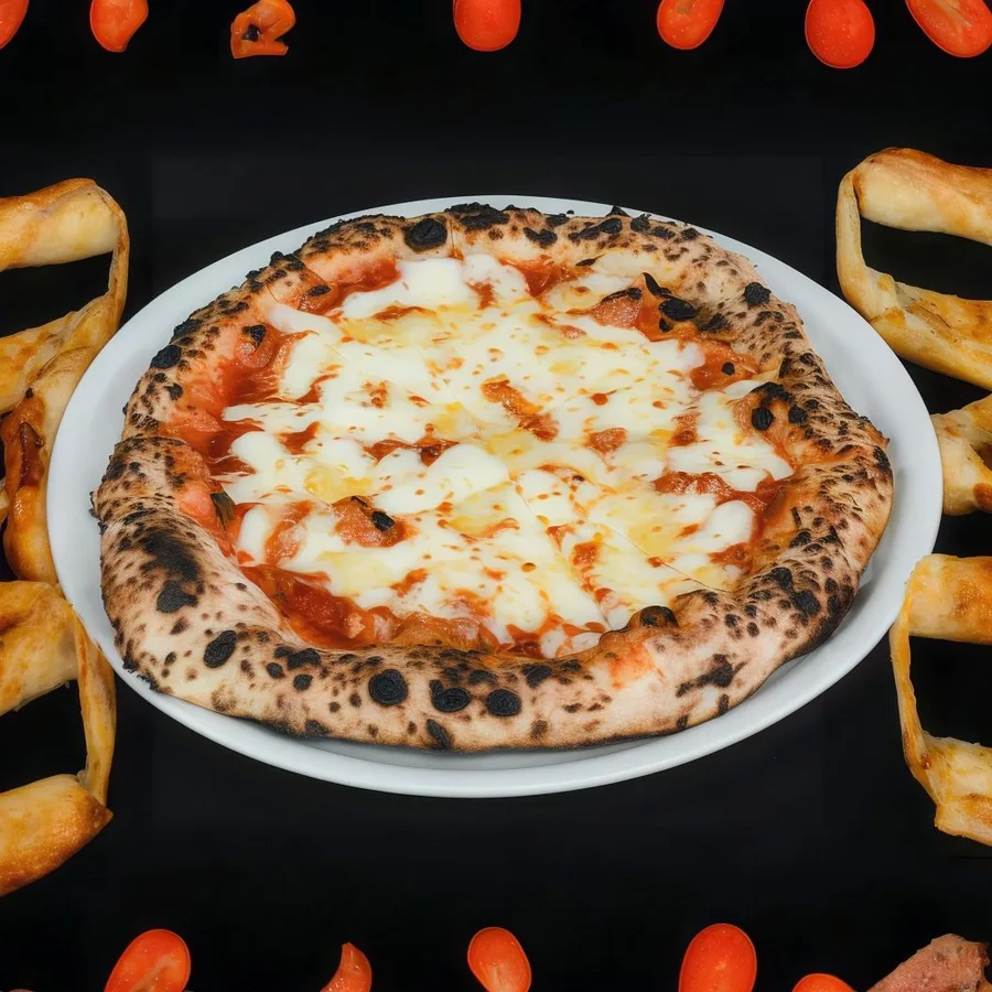Pizza Guanciale con parmesano y albahaca